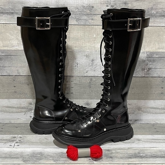 ALEXANDER MCQUEEN Tread Tall Lace-Up Platform Boot - Black - Sz - 11 US / 41 EU - Picture 12 of 13